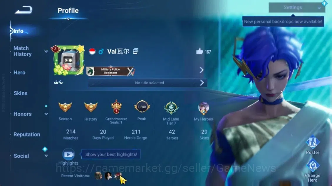 Honor of Kings Accounts Hero 42 Skin 29|Legend (Yao),AOT(Mayene),GM(Gan &  image 2
