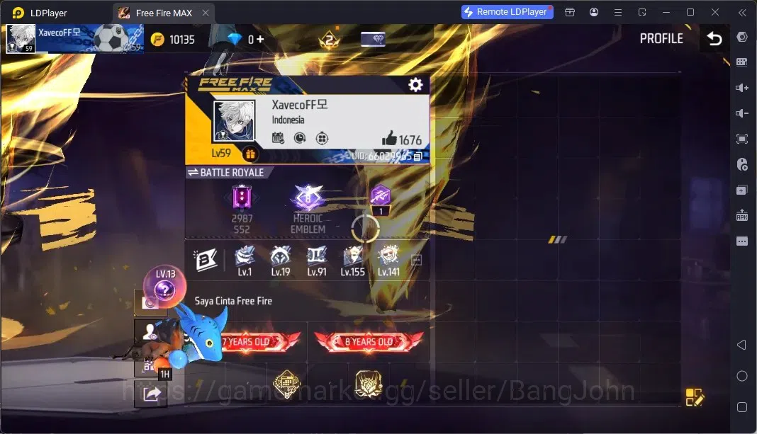 Free Fire Accounts Indonesia | M1887- Emerald Power,3 Skins More | Backapck : Rabbity Pink,Electrify Bunny| Check SS FF864B 1