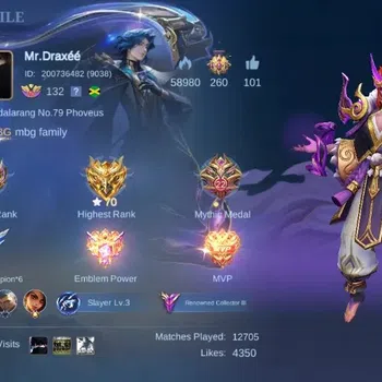 Mobile Legends: Bang Bang Accounts Collector Global|Skin 287|Renowned|KOF Karina,Collector Natalia+Valir,PACE Fanny,Blazing