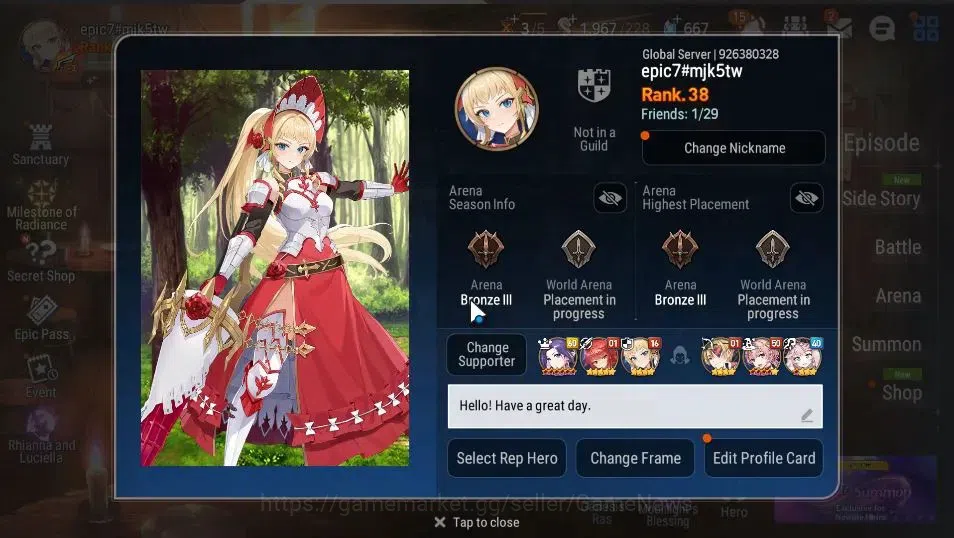 Epic Seven Accounts GLOBAL UnVerif|New Era|5 ML (RoLight,SOT Snow,MKwe image 2