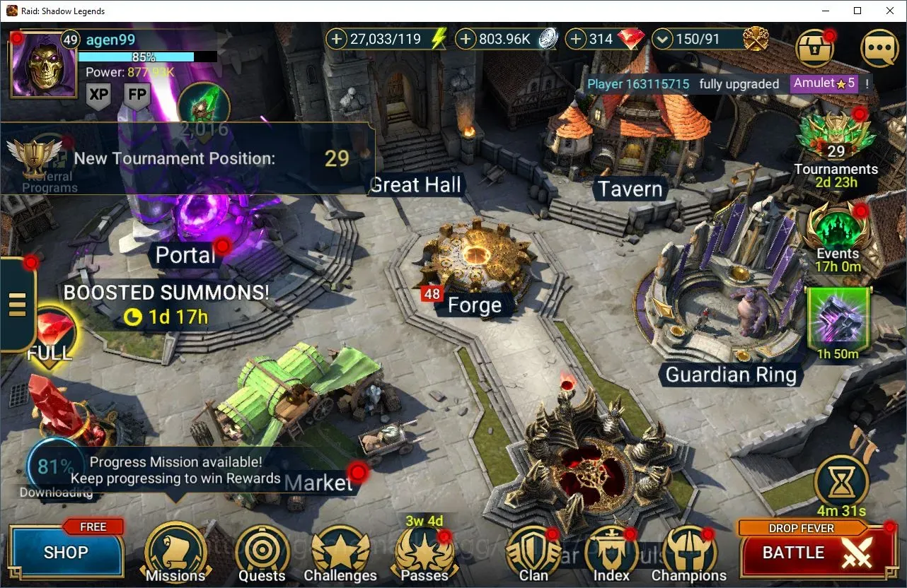 Raid: Shadow Legends Accounts Mid-Game Lv.49 Power 877K|20 Legend(Alice the Wanderer,Xenomorph,Alsgor 1