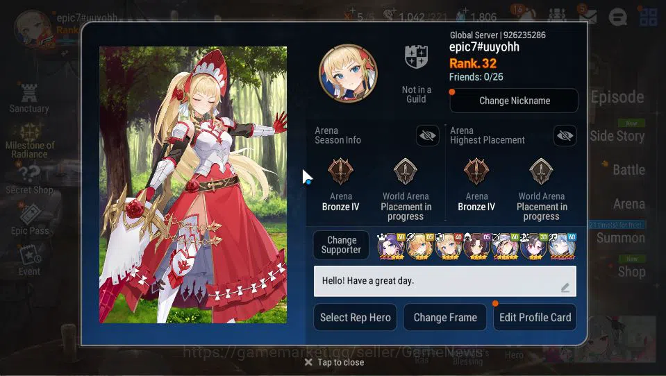 Epic Seven Accounts GLOBAL Unverif|Starter|4 ML(LOT Scales,A Vildred,L image 2