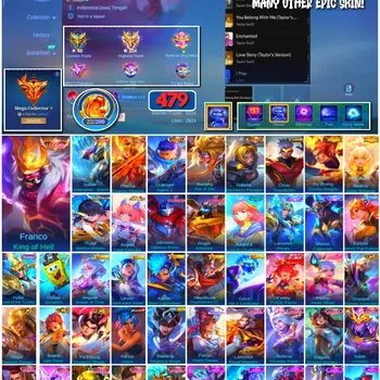 Mobile Legends: Bang Bang Accounts 🔥 #4118 🔥 💎 479 Skins 👑 Legend Franco King of Hell ⚔️ Mega Collector V ⭐ Legend Saber