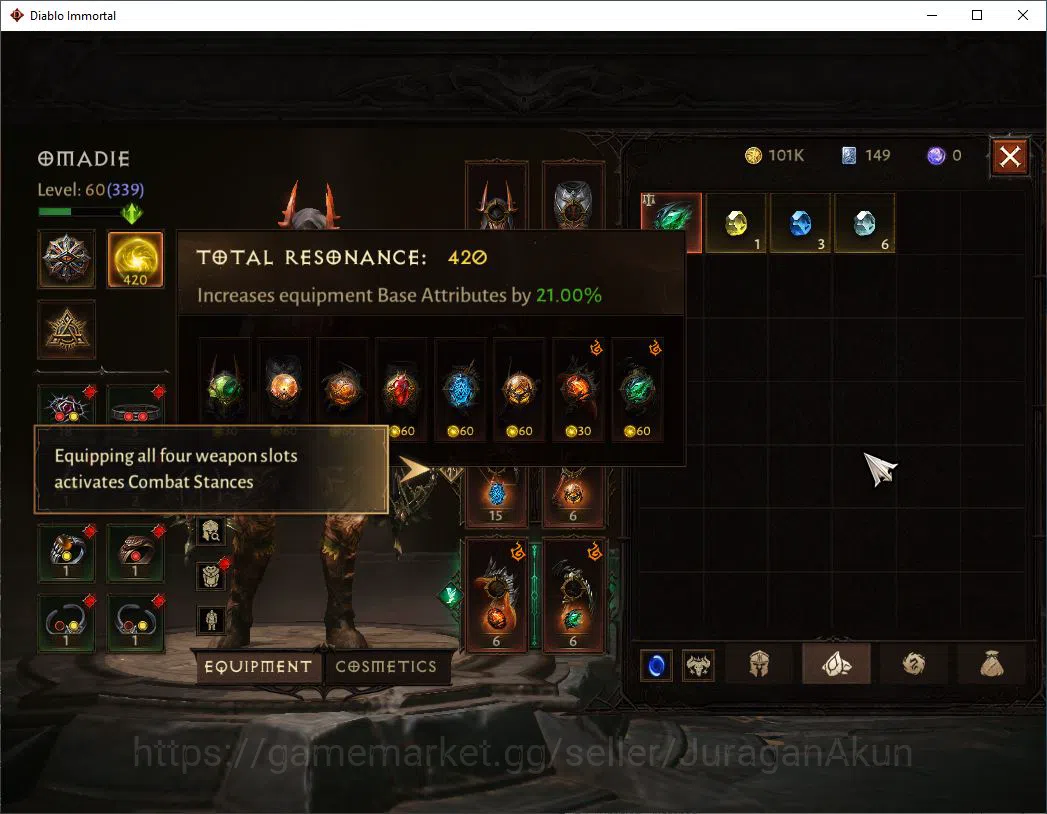 Diablo Immortal Accounts SA - Malah|Lv60(339)Demon Hunter|14K CR|Reso 420|I image 6
