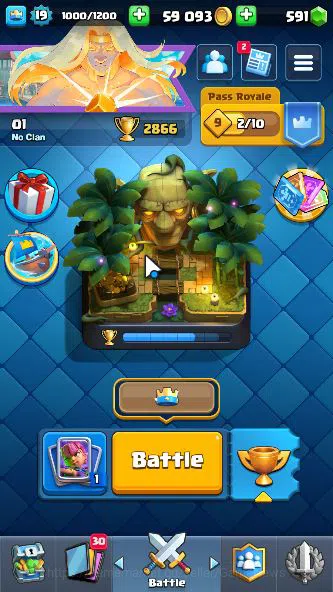 Lvl 19|Trophy 2866|Limited Skin|KTL 8|Card 52|2 EVO,11 Epic,20 Rare,23 Common|Gems 591|TakeEmail(CR922) Clash Royale Midgame Lvl 19|Trophy 2866|Limited Skin|KTL 8|Card 52|2 EV image 1