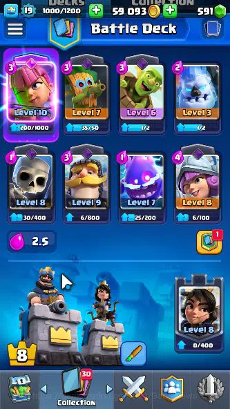 Clash Royale Accounts Midgame Lvl 19|Trophy 2866|Limited Skin|KTL 8|Card 52|2 EVO,11 Epic,20 Rare,23 Common|Gems 5