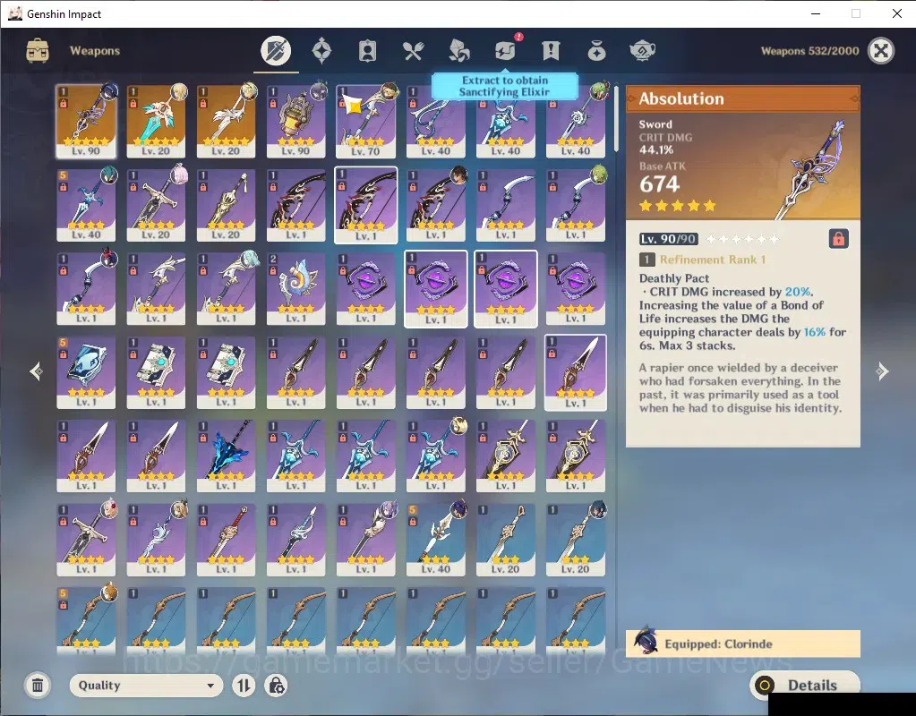 Genshin Impact Accounts ASIA|AR 55|2 Limited + 3 (*5Weapon)|[ClorindeC2+Si image 6