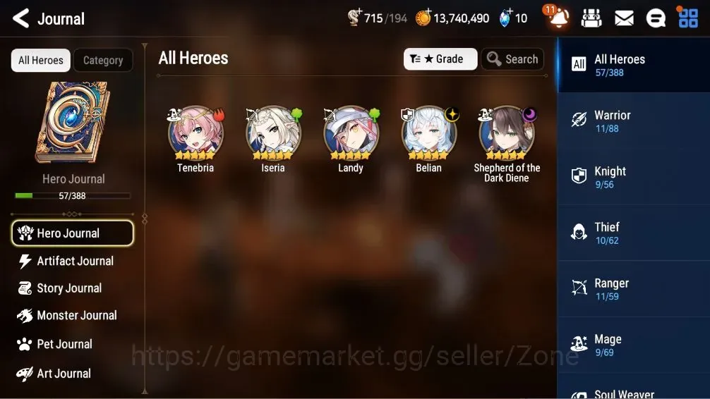Epic Seven Accounts Starter Global Unverif|Fresh Starter|2ML(Belian,SDiene)+3*5 RGB|PoH+Bless ON|Side Story Locked|E1 1