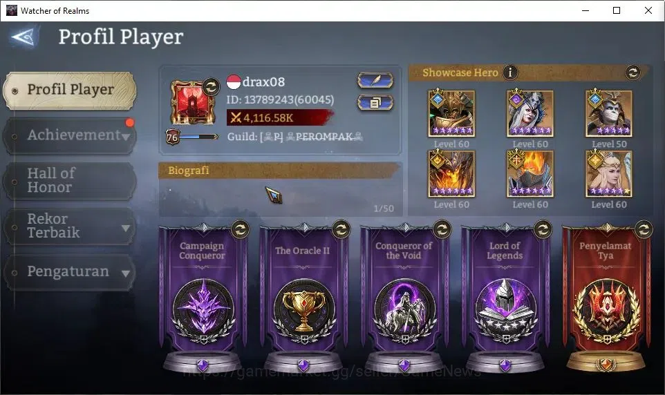 Watcher of Realms Accounts GLOBAL 60x|Lv 76|4,1M Power|6K Gems|6 Lord[Oren,La image 2