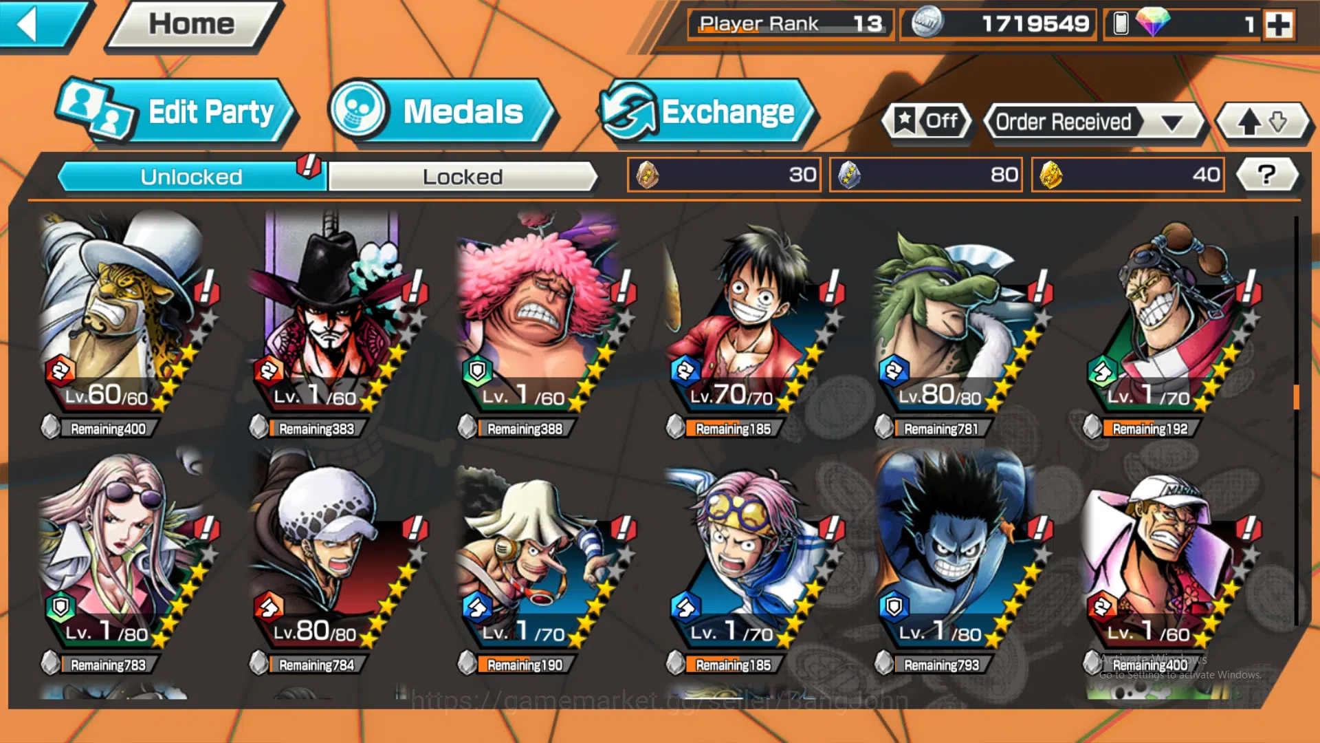 One Piece Bounty Rush Accounts Global | 2 EX | Rank 13 | 2 MAX | Kuzan, Borsalino image 10