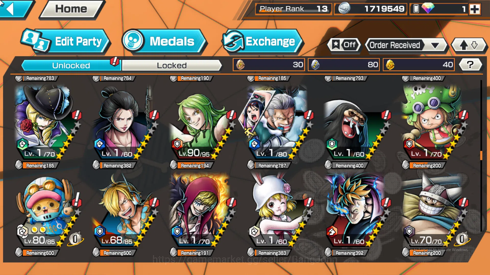 One Piece Bounty Rush Accounts Global | 2 EX | Rank 13 | 2 MAX | Kuzan, Borsalino image 11