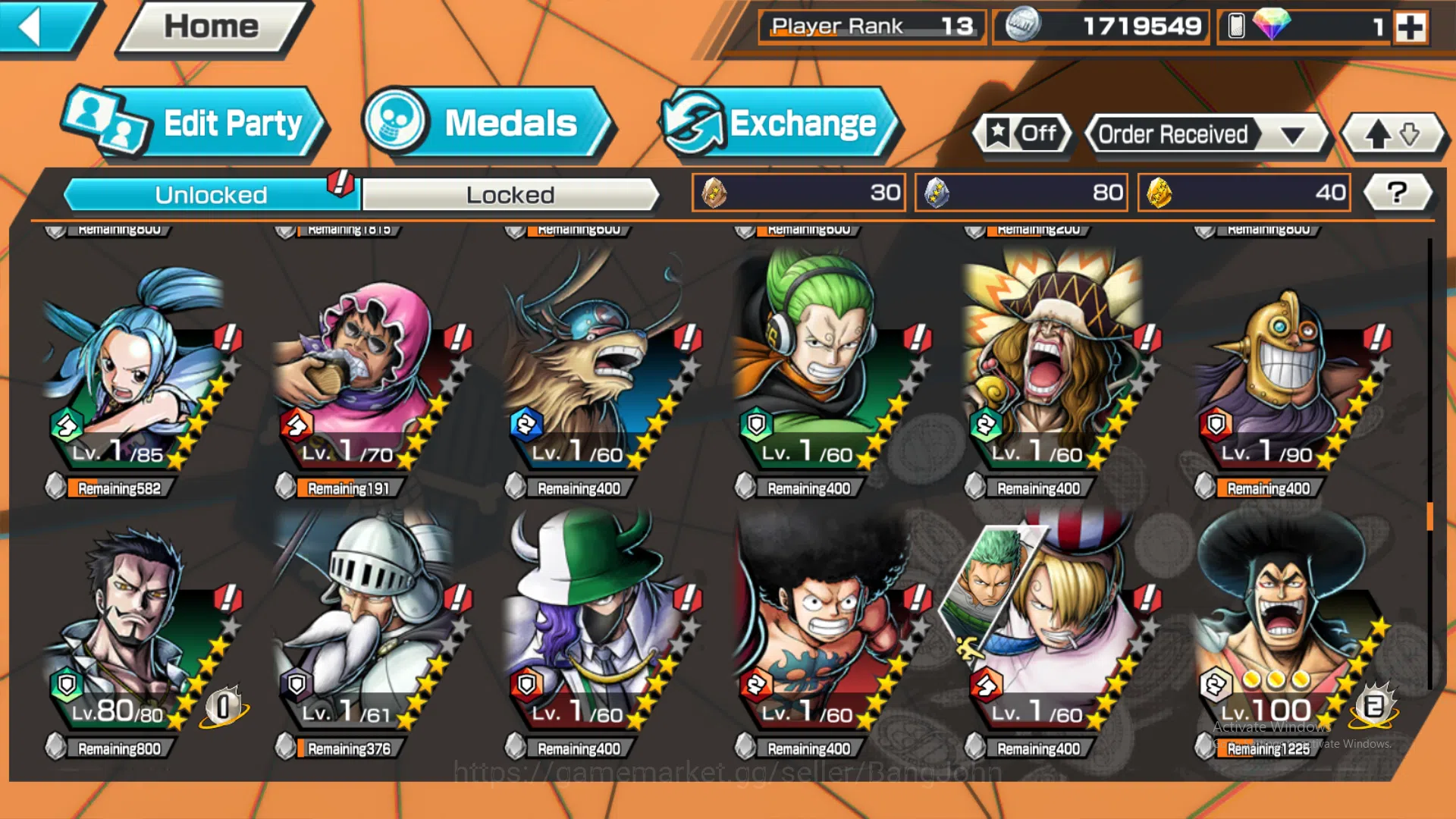 One Piece Bounty Rush Accounts Global | 2 EX | Rank 13 | 2 MAX | Kuzan, Borsalino image 13