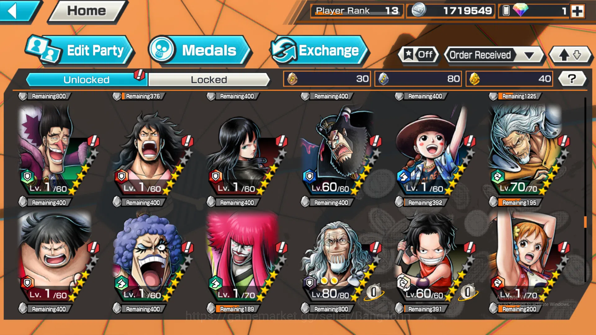 One Piece Bounty Rush Accounts Global | 2 EX | Rank 13 | 2 MAX | Kuzan, Borsalino image 14