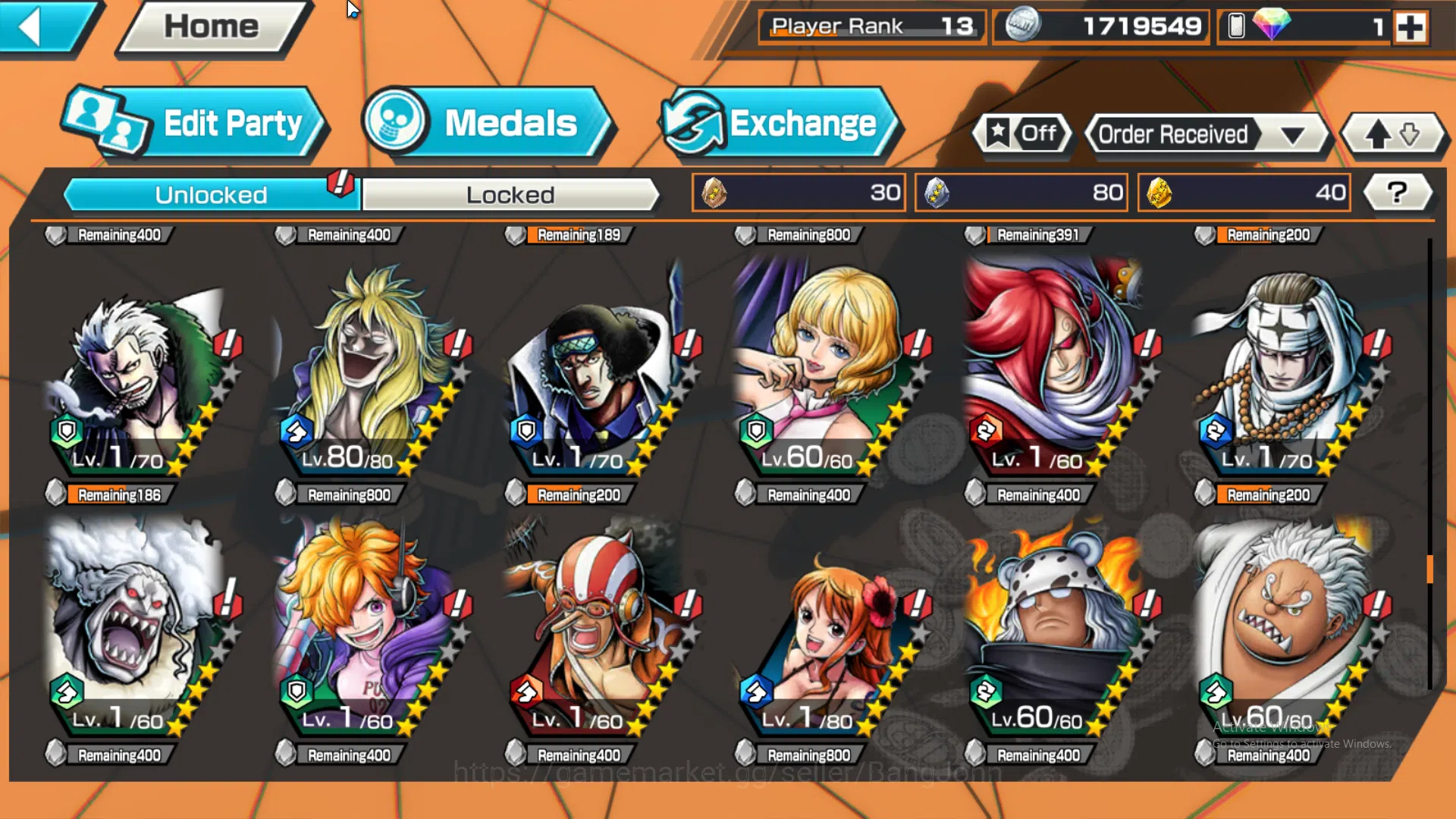 One Piece Bounty Rush Accounts Global | 2 EX | Rank 13 | 2 MAX | Kuzan, Borsalino image 15