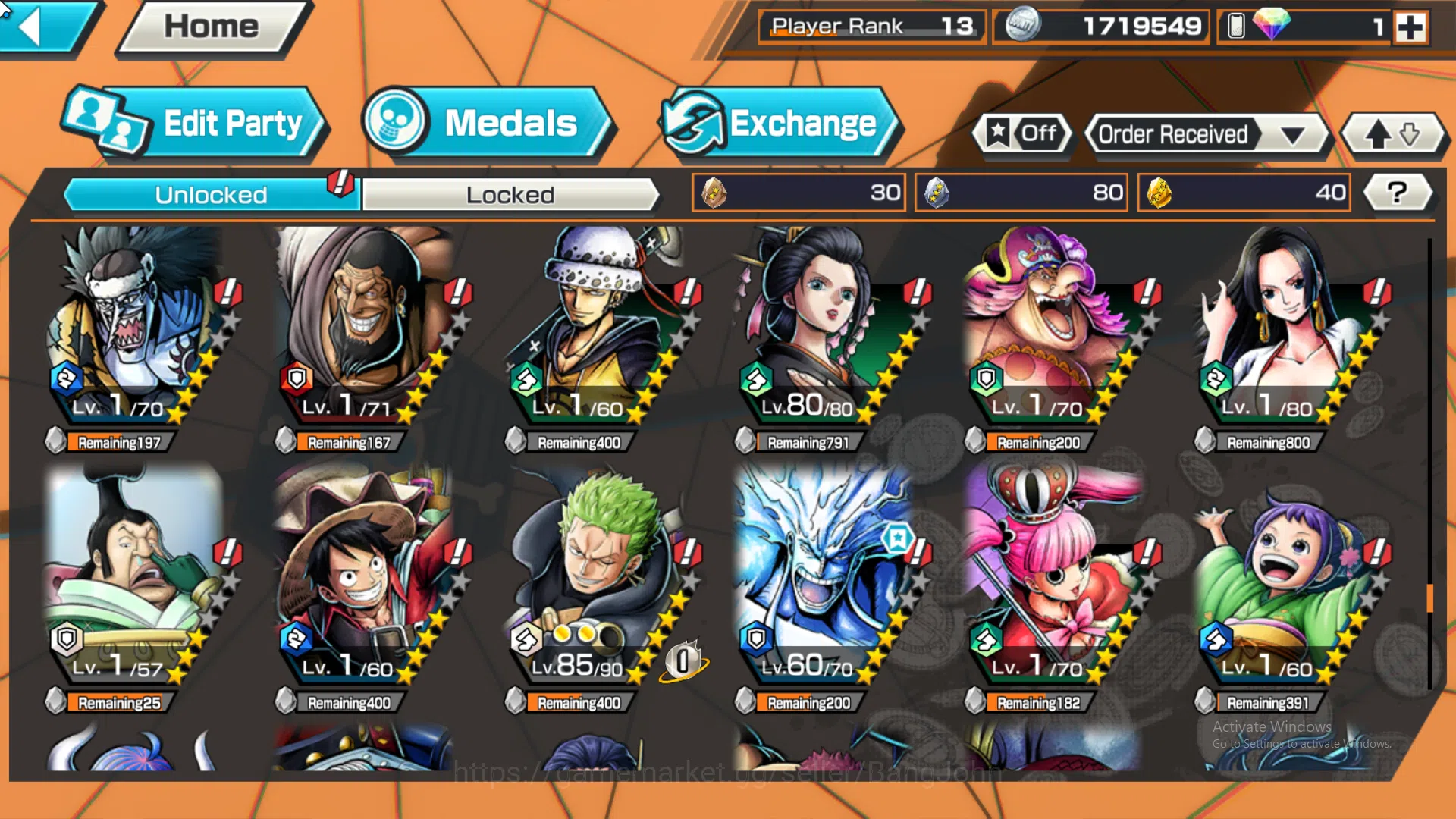 One Piece Bounty Rush Accounts Global | 2 EX | Rank 13 | 2 MAX | Kuzan, Borsalino image 16