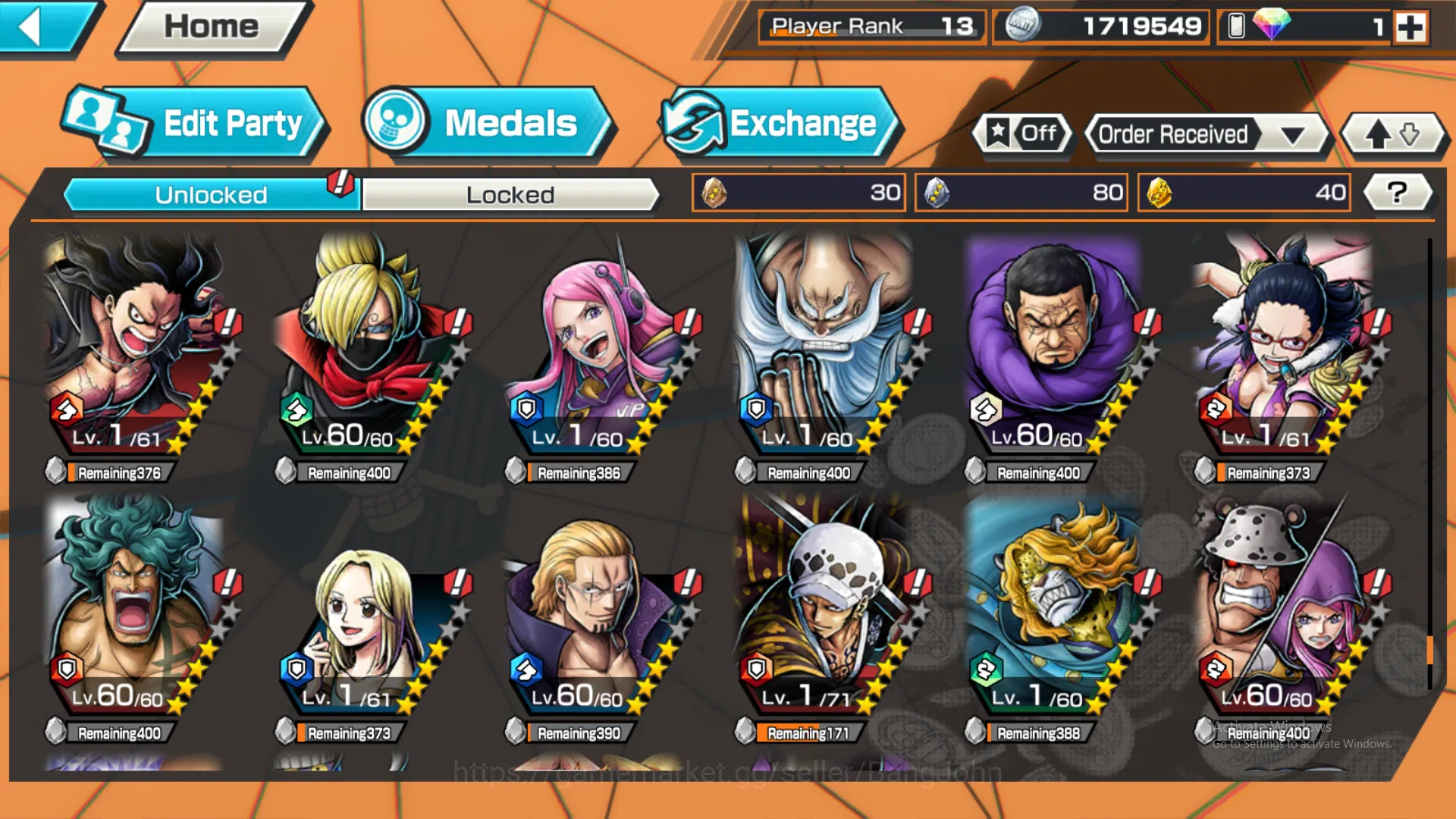 One Piece Bounty Rush Accounts Global | 2 EX | Rank 13 | 2 MAX | Kuzan, Borsalino image 18