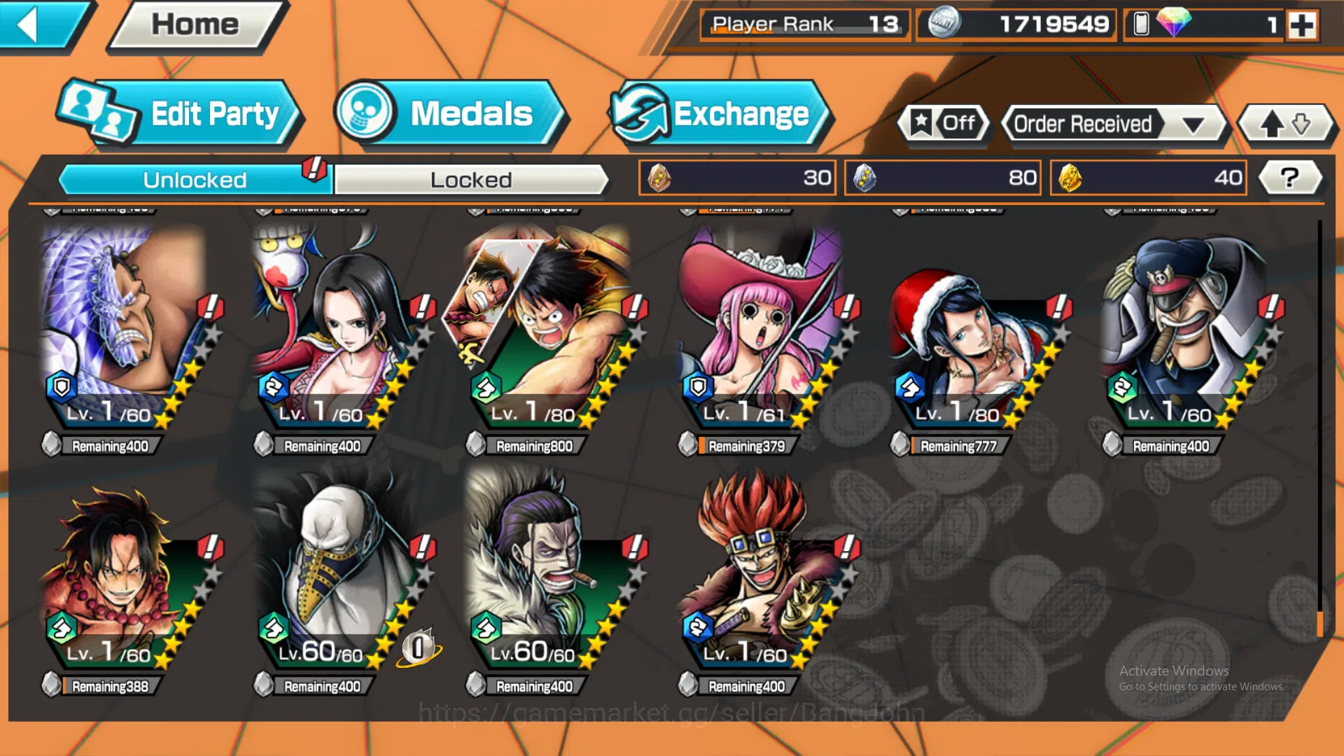 One Piece Bounty Rush Accounts Global | 2 EX | Rank 13 | 2 MAX | Kuzan, Borsalino image 19