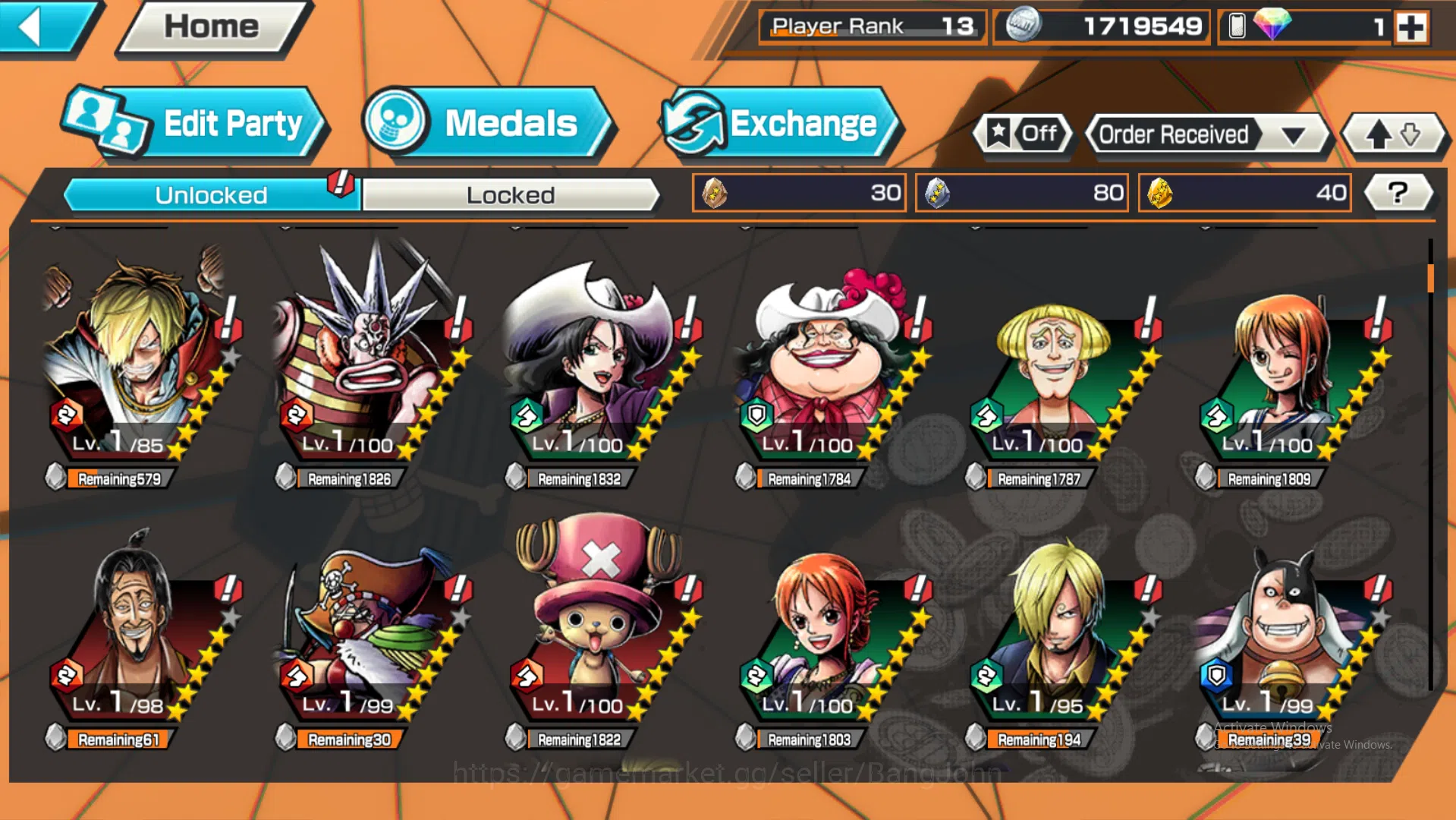 One Piece Bounty Rush Accounts Global | 2 EX | Rank 13 | 2 MAX | Kuzan, Borsalino image 4