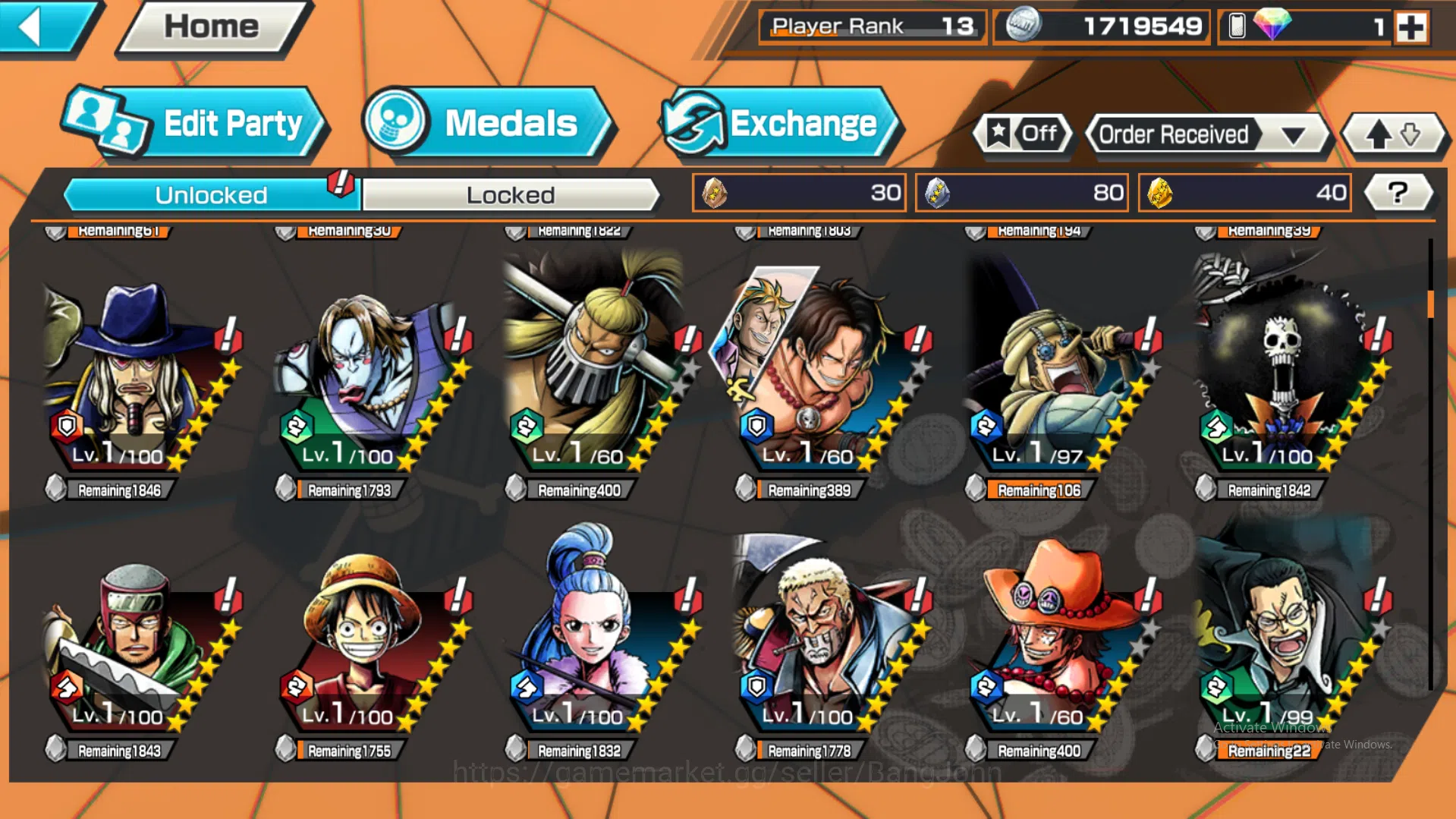 One Piece Bounty Rush Accounts Global | 2 EX | Rank 13 | 2 MAX | Kuzan, Borsalino image 5