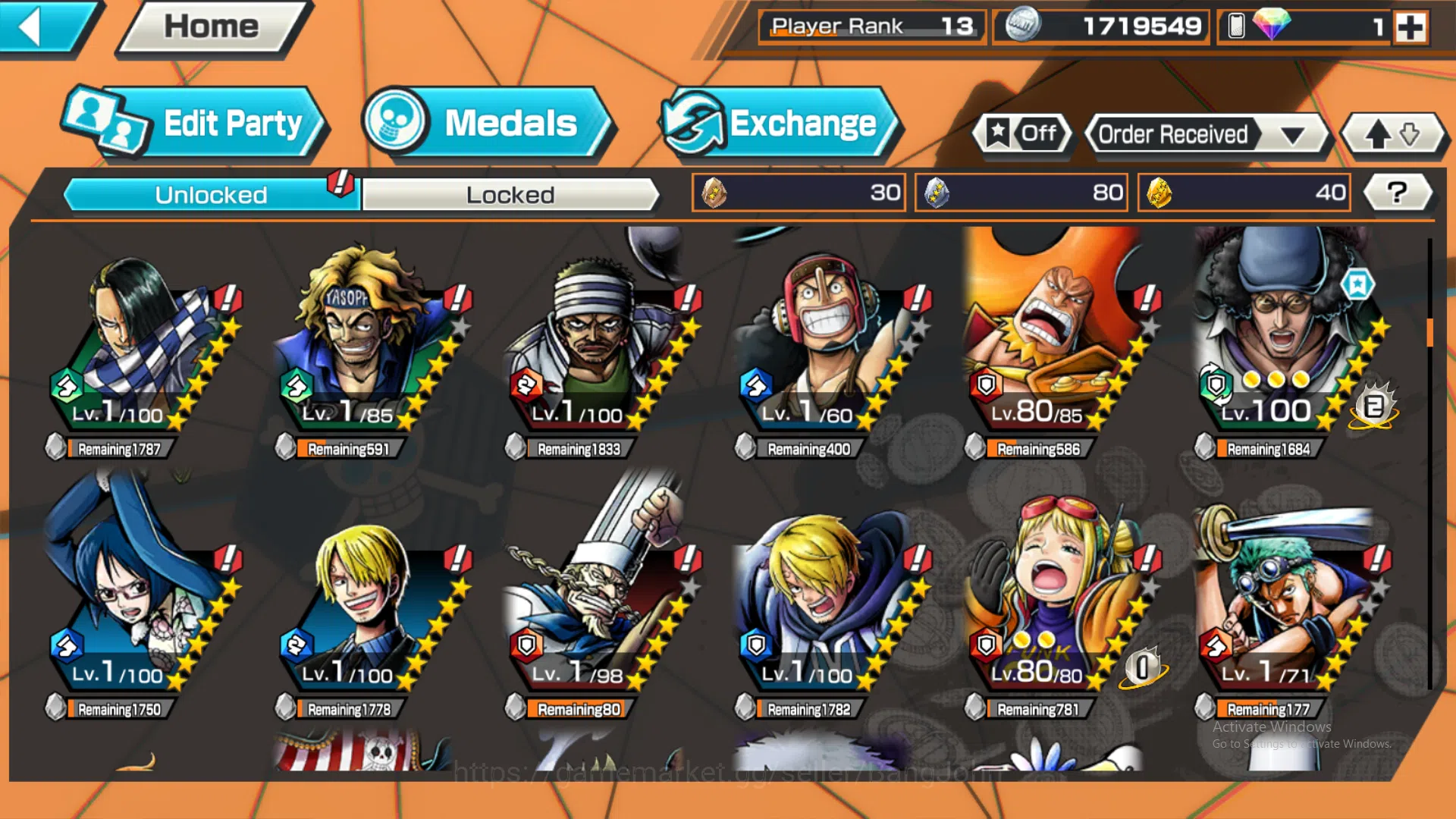 One Piece Bounty Rush Accounts Global | 2 EX | Rank 13 | 2 MAX | Kuzan, Borsalino image 6