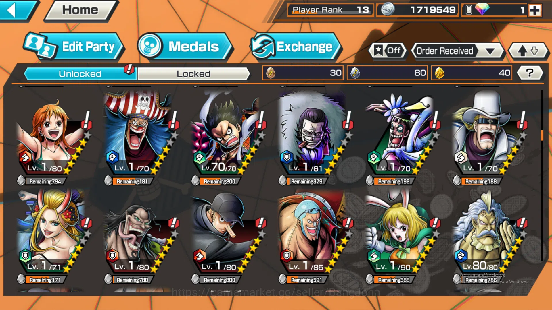 One Piece Bounty Rush Accounts Global | 2 EX | Rank 13 | 2 MAX | Kuzan, Borsalino image 7