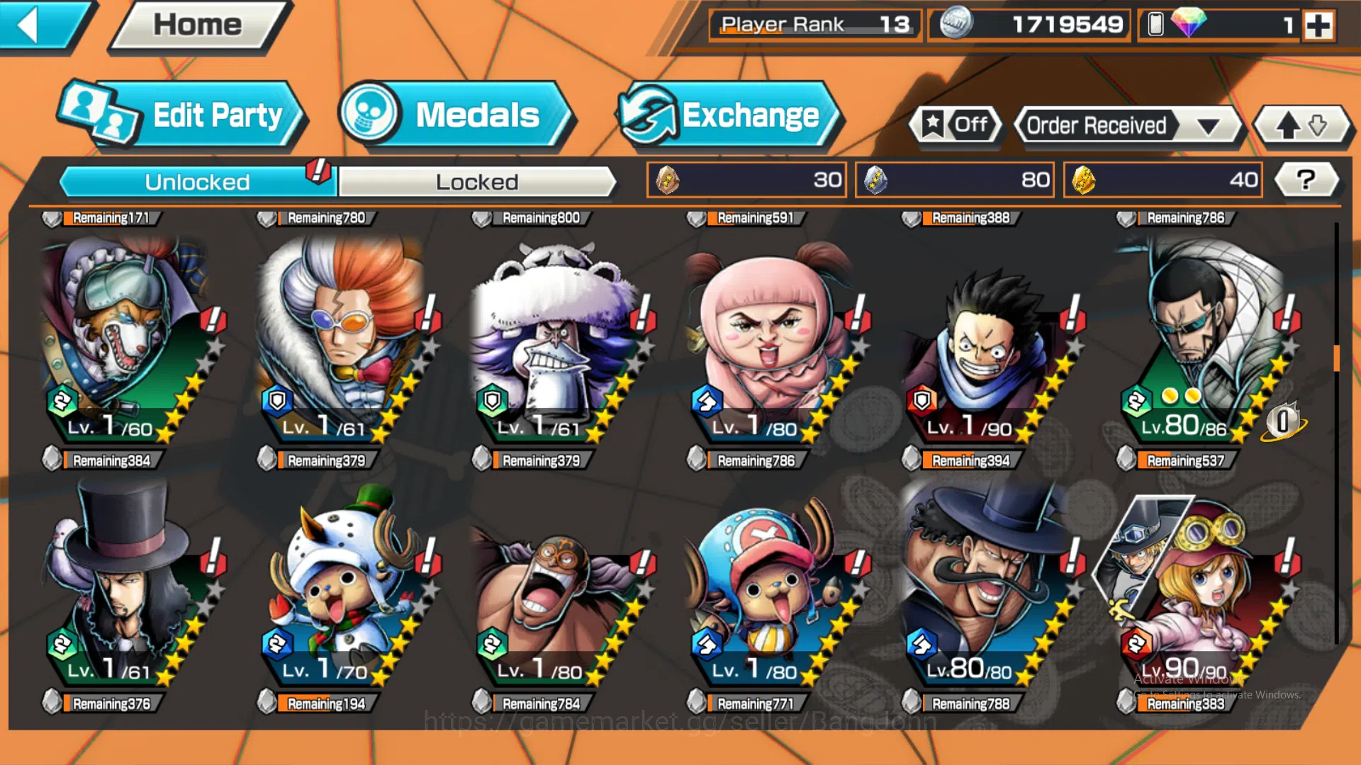 One Piece Bounty Rush Accounts Global | 2 EX | Rank 13 | 2 MAX | Kuzan, Borsalino image 8
