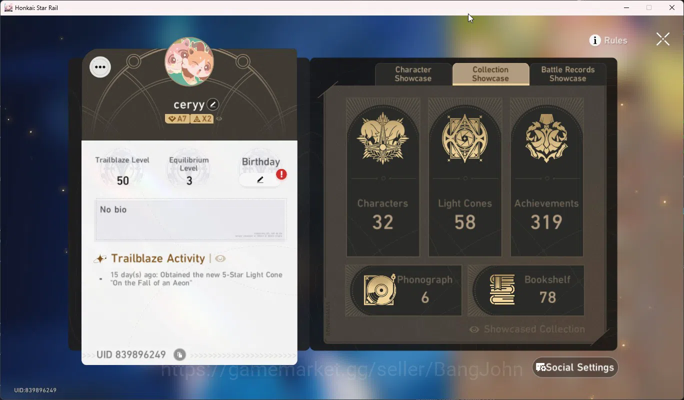 Honkai Star Rail Accounts ASIA TL50|Cherydra E1+Sign|Cyrene+Sign|Phainon|Dan image 11