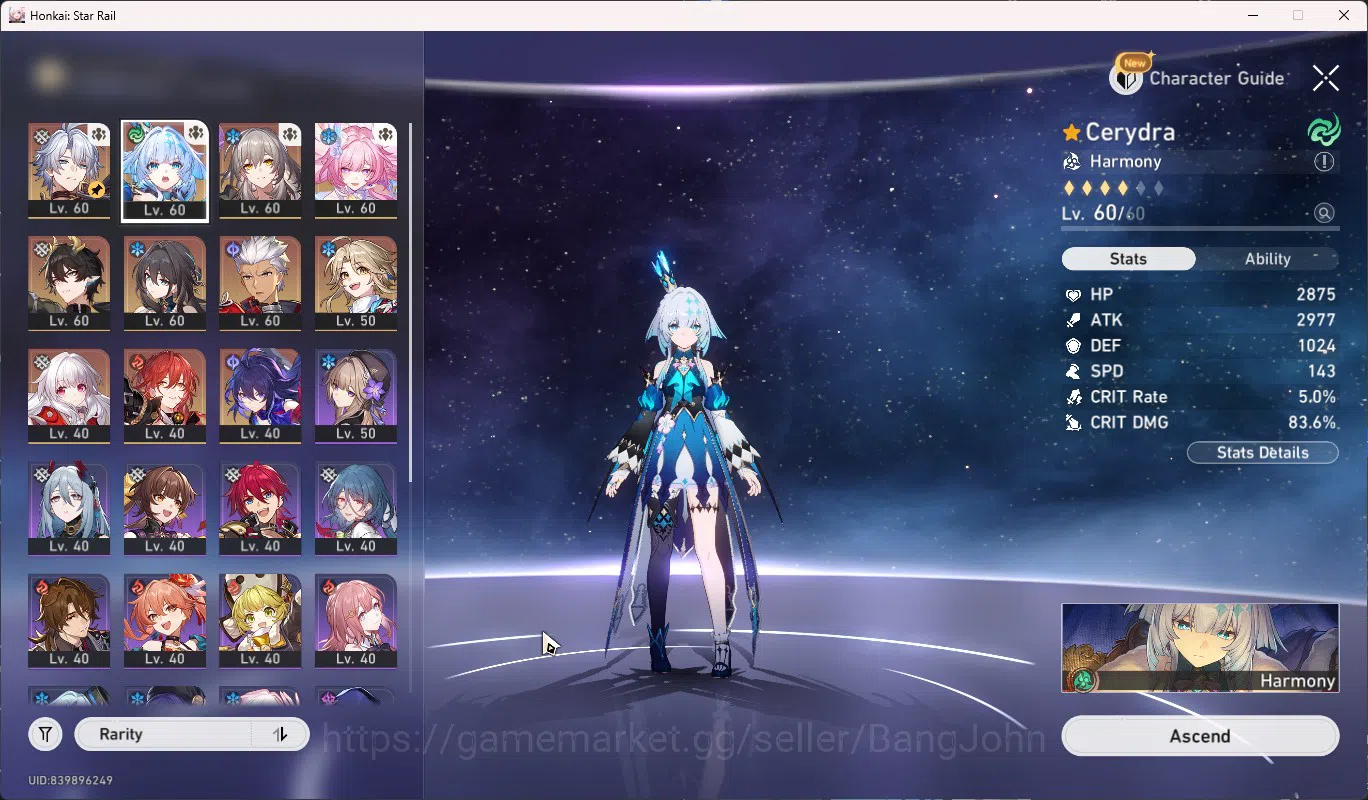 Honkai Star Rail Accounts ASIA TL50|Cherydra E1+Sign|Cyrene+Sign|Phainon|Dan image 2