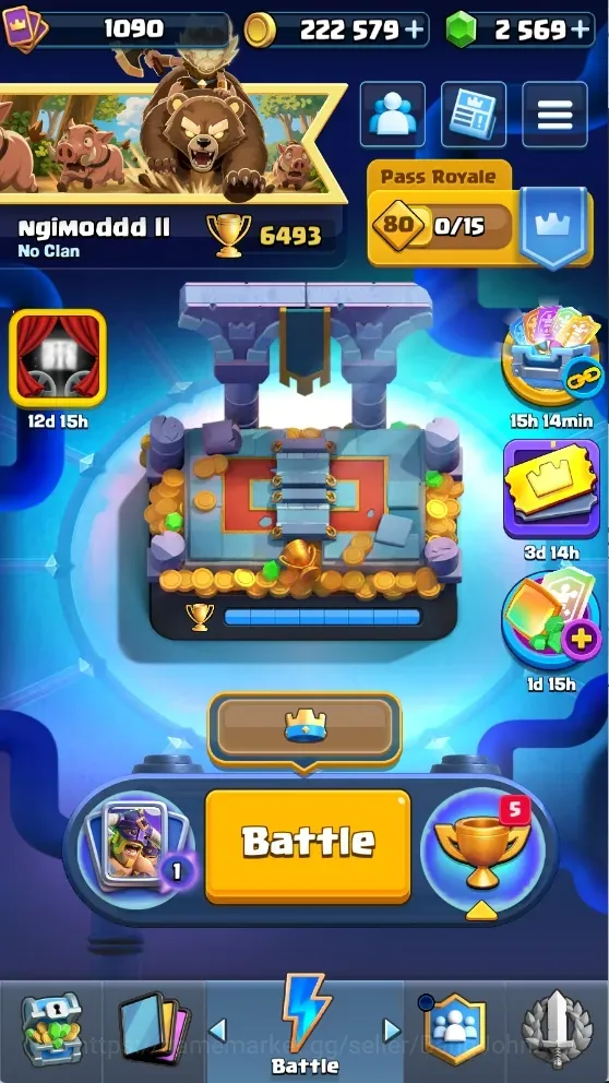 Clash Royale Accounts High-End Trophy 6493|CL 1090|KTL 12|114 Cards|3 Champ|2 Hero|12 Evo|Arena 17|2K Gems+222K 1