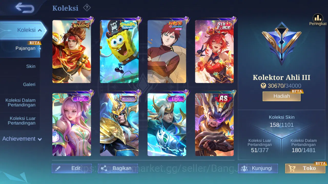 Mobile Legends: Bang Bang Accounts GLOBAL Hero 107 Skin 158 Lightborn Granger Harith  image 9