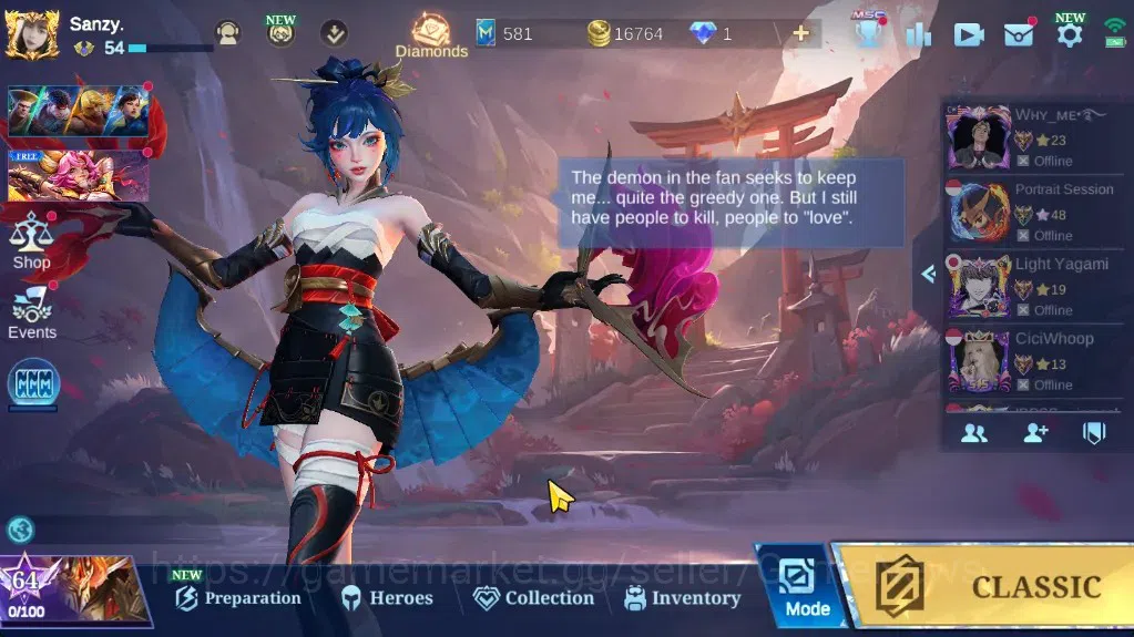 Mobile Legends: Bang Bang Accounts Others Hero 125|Skin 289|Legend Jhonson,Collab NS Sasuke,Kishin Lancelot,Prime 1