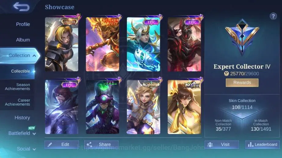 Mobile Legends: Bang Bang Accounts Global|Skin 108|Expert|Collector Natalia,Lightborn image 2