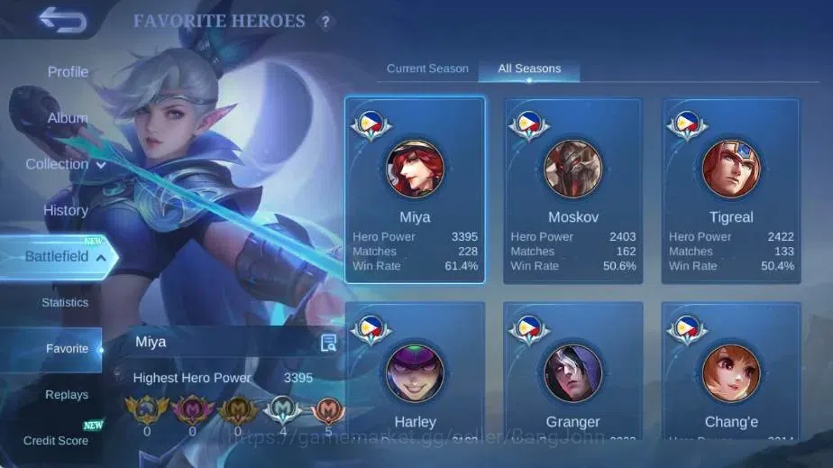 Mobile Legends: Bang Bang Accounts Global|Skin 108|Expert|Collector Natalia,Lightborn image 4