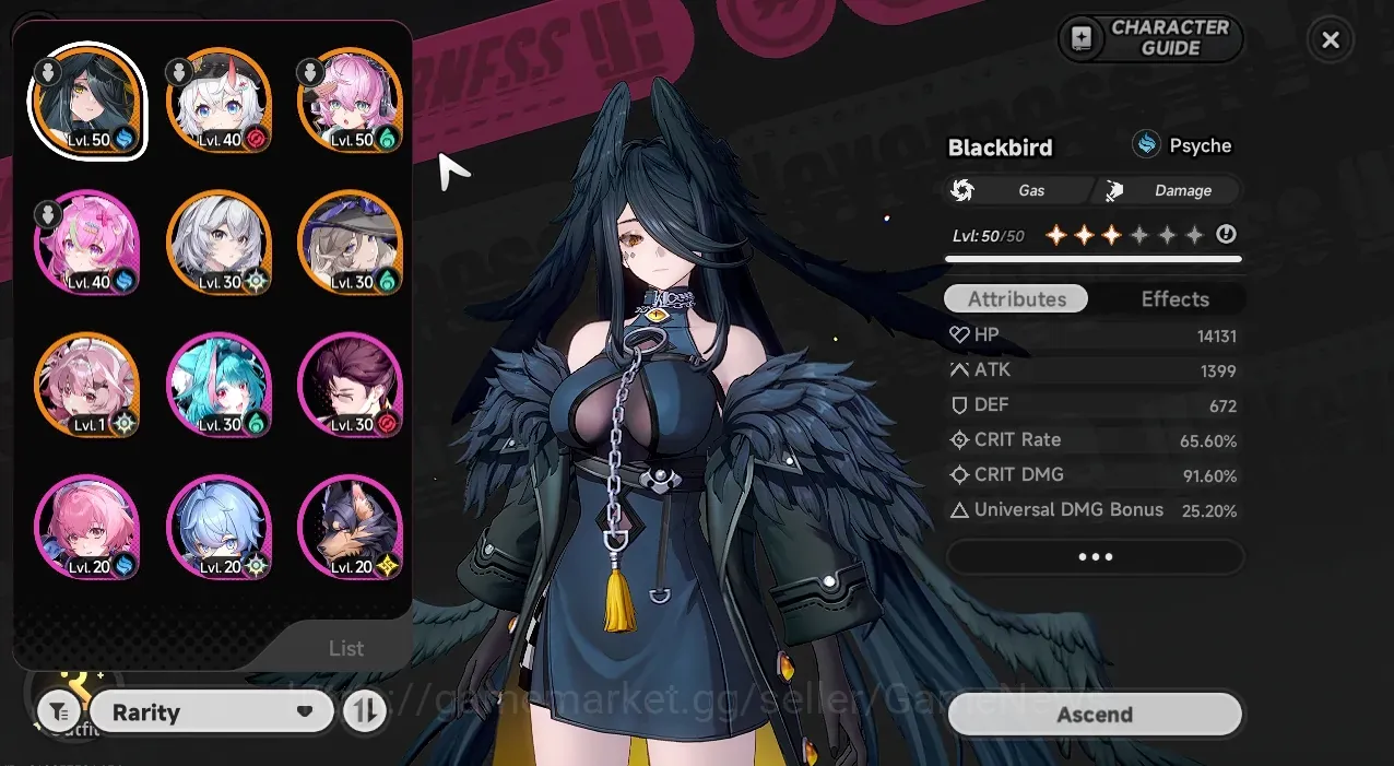 Neverness to Everness Accounts Global SEA|5 SSR 2 Limited|Blackbird+Sign,Linko|Standard Character Jiuyuan,Sakiri,Chiz|2 Skin 1