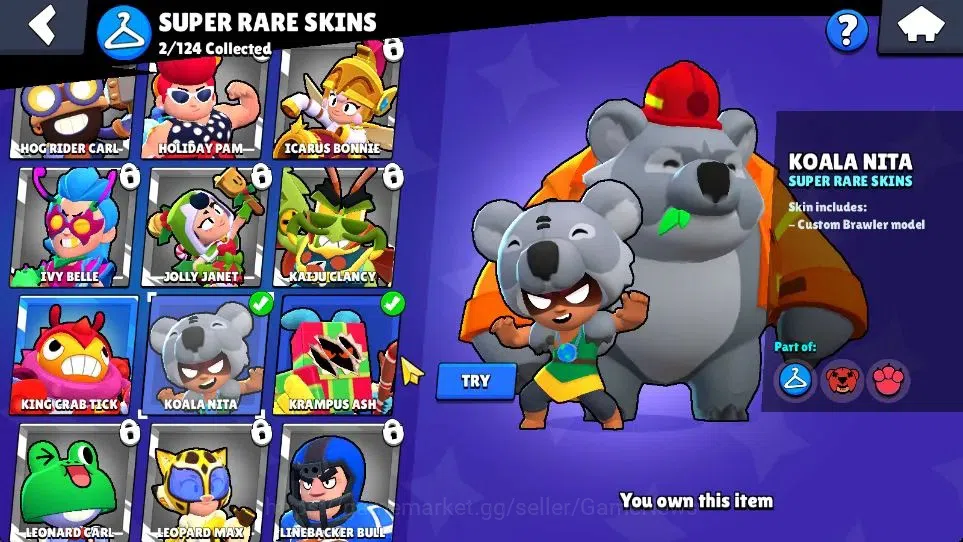 Brawl Stars Accounts 1013 Trophy|21K Bling|15 Brawlers 3 Max Lvl [Barley,Nita,Shelly]|1 Myth Skin (Thief Edgar) 1 Epic 2 10