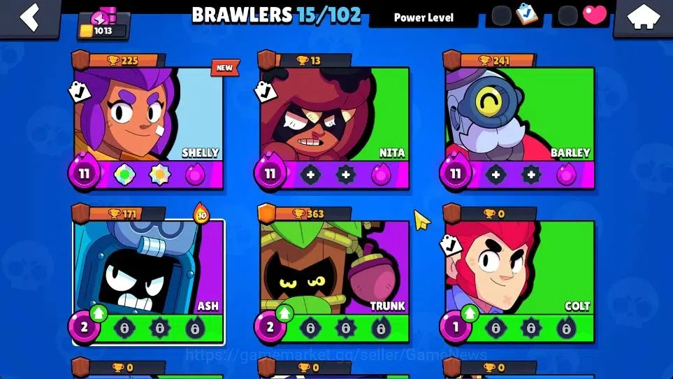 Brawl Stars Accounts 1013 Trophy|21K Bling|15 Brawlers 3 Max Lvl [Barley,Nita,Shelly]|1 Myth Skin (Thief Edgar) 1 Epic 2 5