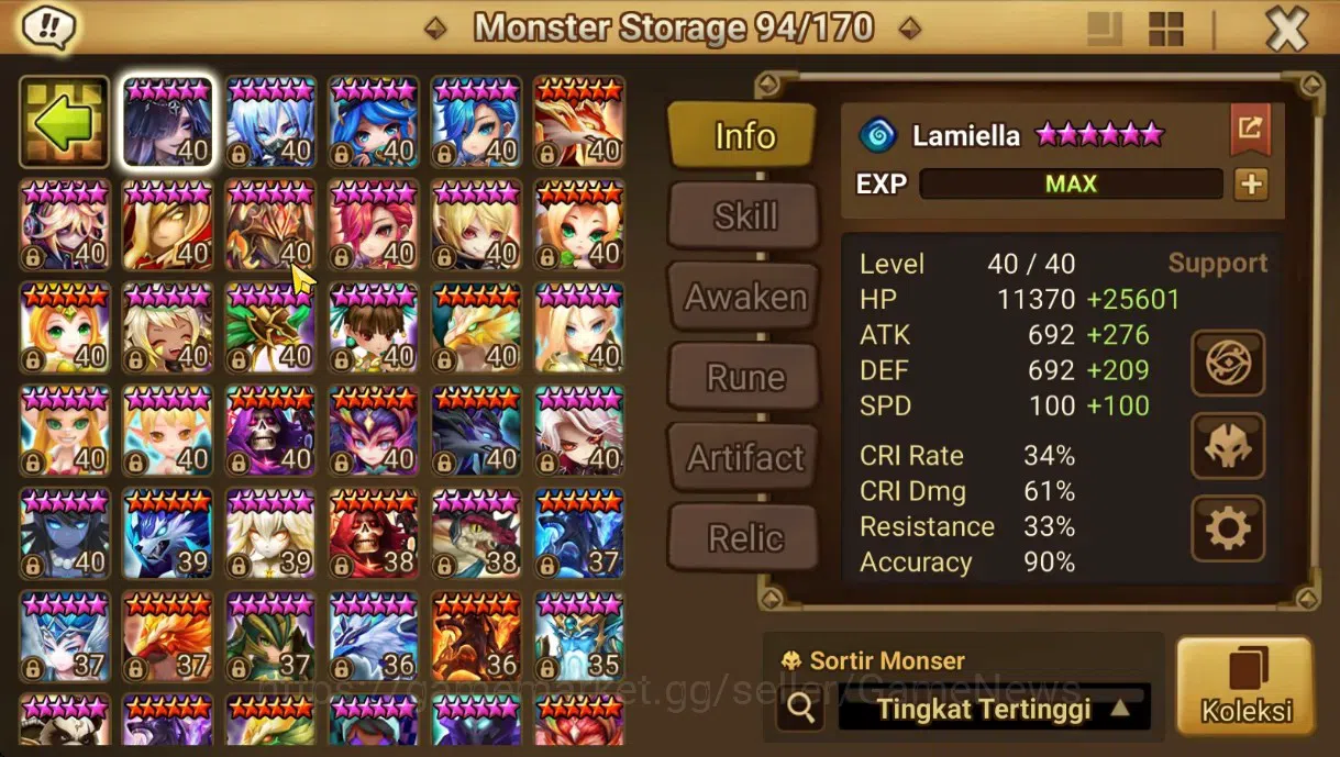 Summoners War: Sky Arena Accounts End-Game GLOBAL LV 88|2 LD(Jessica,Velaska)31Total NB5(Leo,Thesar,Lamiella,Etc)+56 12