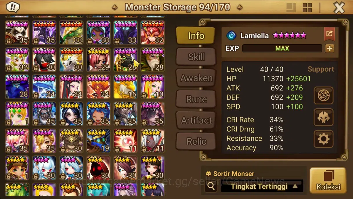 Summoners War: Sky Arena Accounts End-Game GLOBAL LV 88|2 LD(Jessica,Velaska)31Total NB5(Leo,Thesar,Lamiella,Etc)+56 13