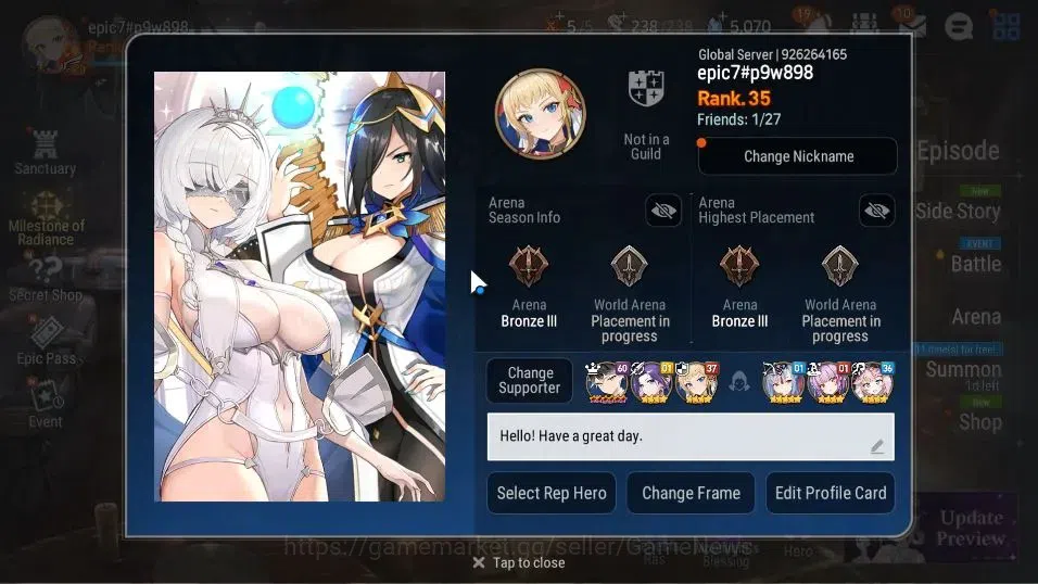 Epic Seven Accounts GLOBAL Unverif|New Era|5 ML(BArunka,LOTScales,US C image 2