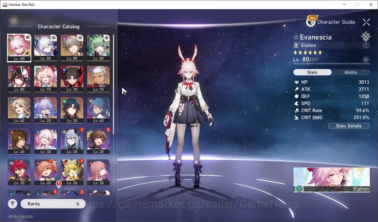 Honkai Star Rail Accounts Others ASIA|TL 66|Evanescia+Sign Elation Team|8 Limited|Rin Tohsaka,YaoGuang 1