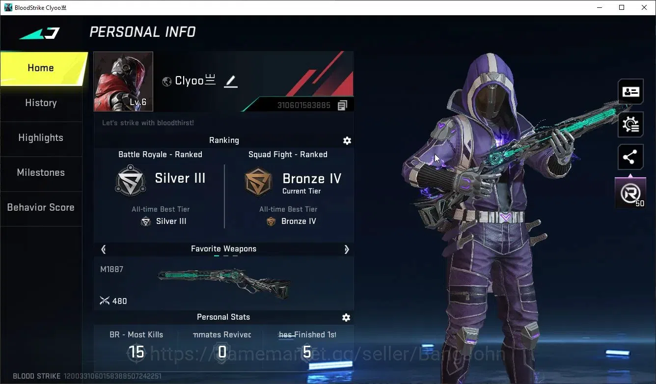 Blood Strike Accounts Rare Skin ASIA | Eternal M1887-Netherflame | Ultra M700-Iridian | Epic Name-Changing Card | Check SS 1