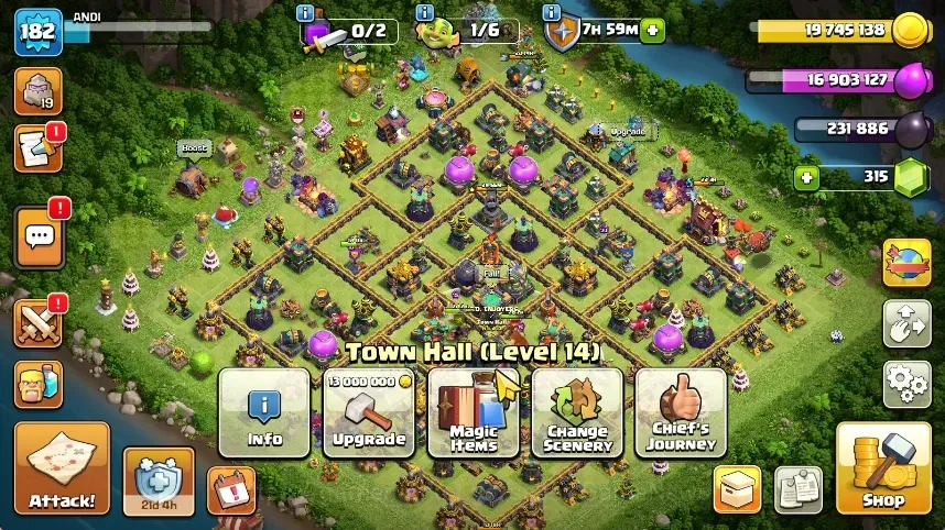Clash of Clans Accounts High-End LV 182|TH 14|HH 8|Limited Skin|BK 61,AQ 64,GW 44,MP 50,RC 17|BM 13,BC 16|CN OFF|Protect 1