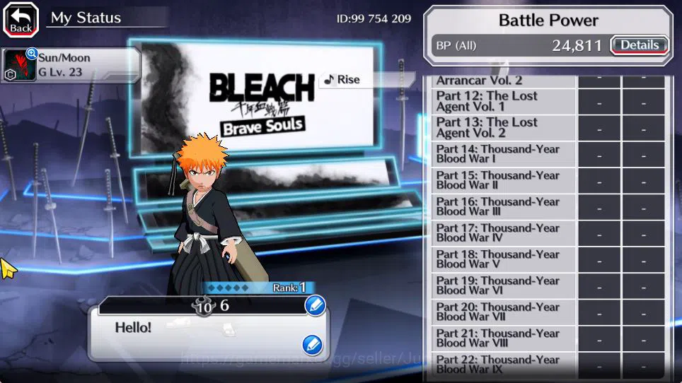 Bleach: Brave Souls Accounts Starter [GLOBAL]6k Orbs+Fresh All Story|Fierce Nnoitora,Brave Retsu,JPN Parasol Rukia|Klab 5