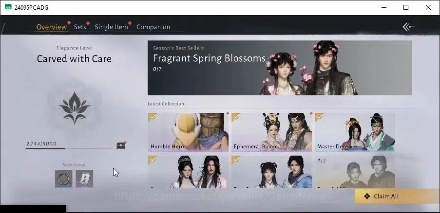 Where Winds Meet Accounts GLOBAL|Lv 94|23K GS|1 HC Unused|Humble Hero Set,Ephemeral Bloom Set,Peaceful Life,Anthem of 16