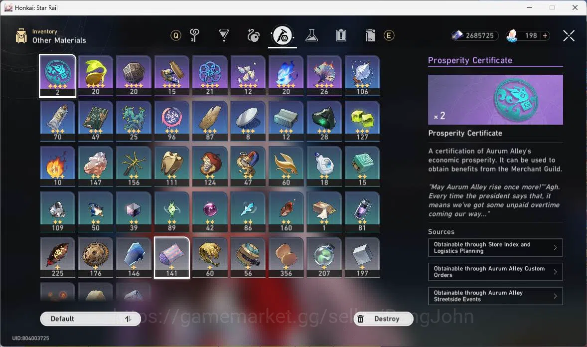 Honkai Star Rail Accounts Others ASIA|TL 66|11 Limit|PremTeam 11