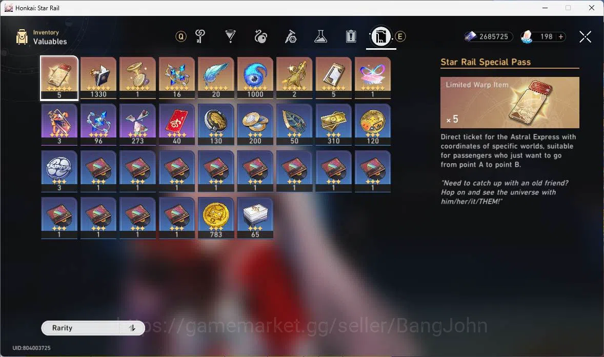 Honkai Star Rail Accounts Others ASIA|TL 66|11 Limit|PremTeam 14