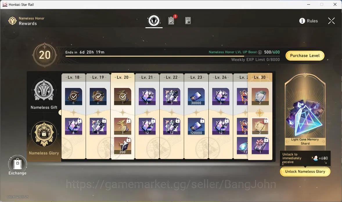 Honkai Star Rail Accounts Others ASIA|TL 66|11 Limit|PremTeam 3