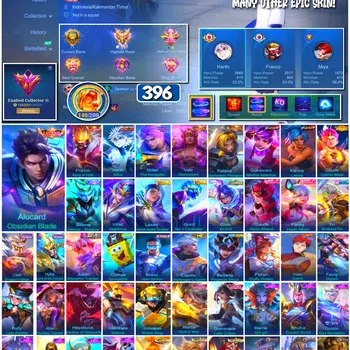 Mobile Legends: Bang Bang Accounts Collector #3903 | 396 Skins | Legend Alucard & Franco | Collector Natalia | HunterxHunter