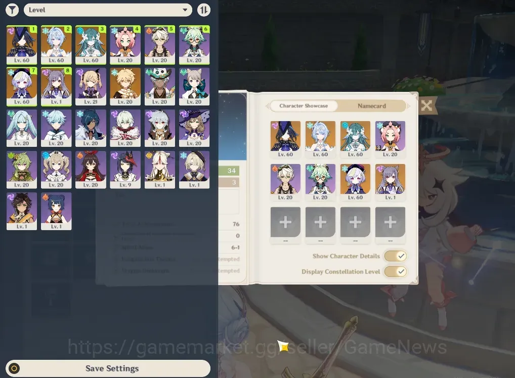 Genshin Impact Accounts Others Asia|AR 34|3 Limited + 1 (*5 Weapon)|Vodyanitsa,Odette,Clorinde|Birthday Unset|Male MC|Take 1