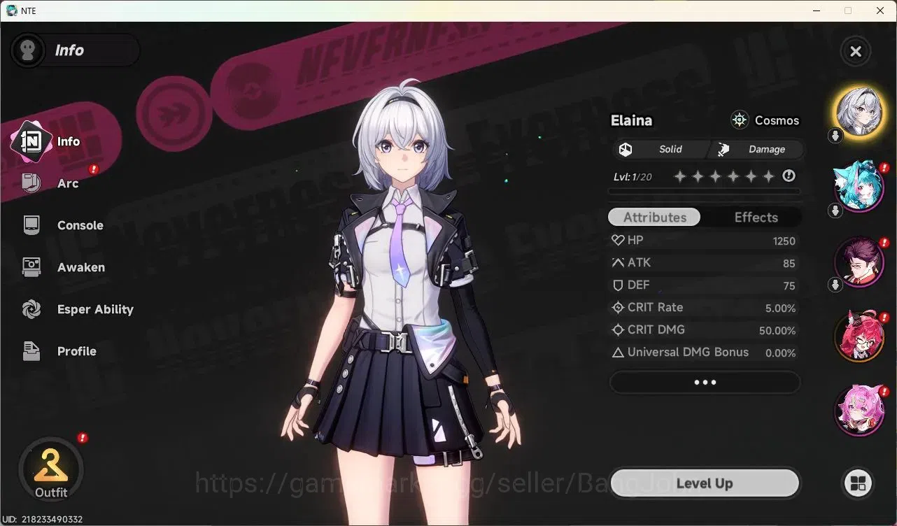 Neverness to Everness Accounts EU|Starter LVL 3, Nanally, 6 Char, MC male, Select image 2
